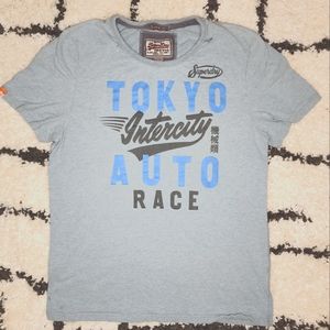 SUPERDRY Black Label Tokyo Auto Race TShirt XXXL JAPAN (XL US) Blue Slim